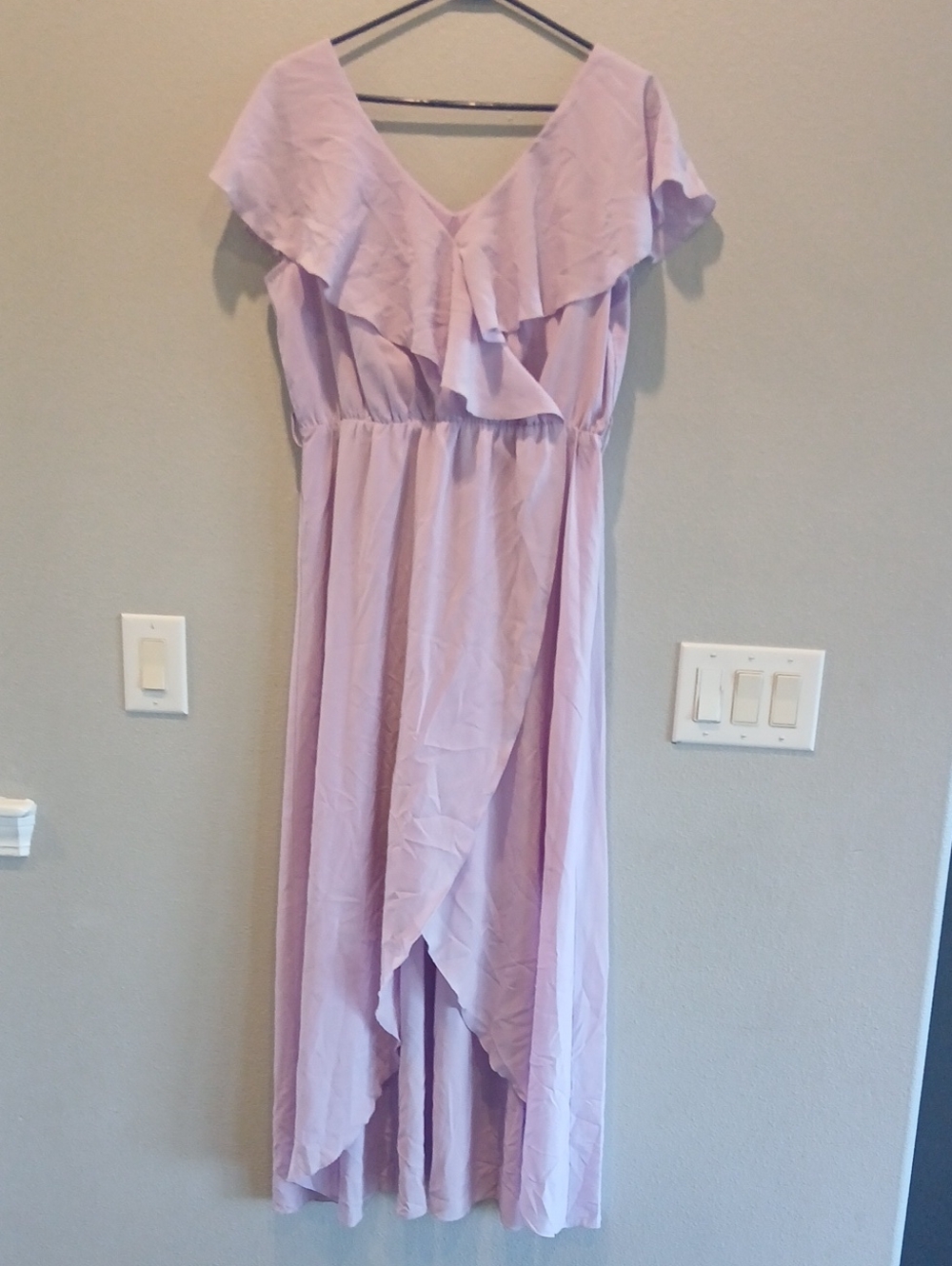Btfbm Large Lavender Ruffle Wrap Midi Dress High Low Summer